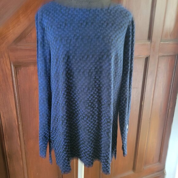 Chicos Pima Checkered Button Sleeve Womens Patterned Top - Size XL - Picture 2 of 6